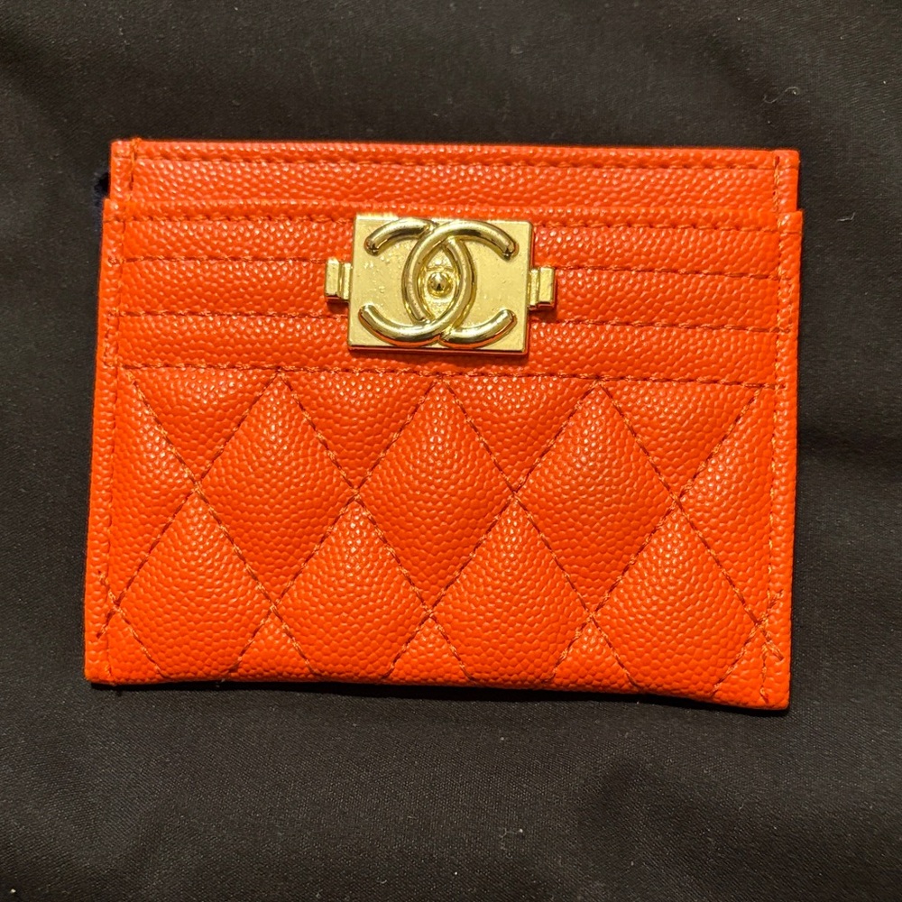 Fashion Vibrant Orange Quilted Card Holder